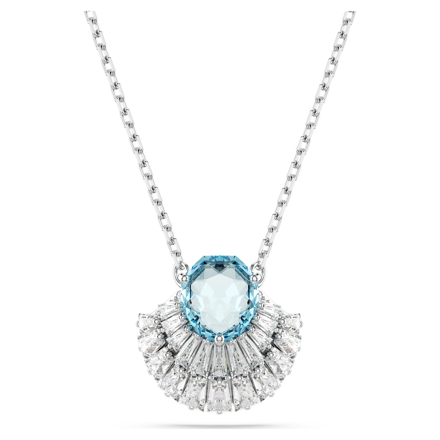 Idyllia pendant Shell, Blue, Rhodium plated