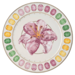 Idyllia service plate Porcelain, Crystal print motif, lily, Multicoloured