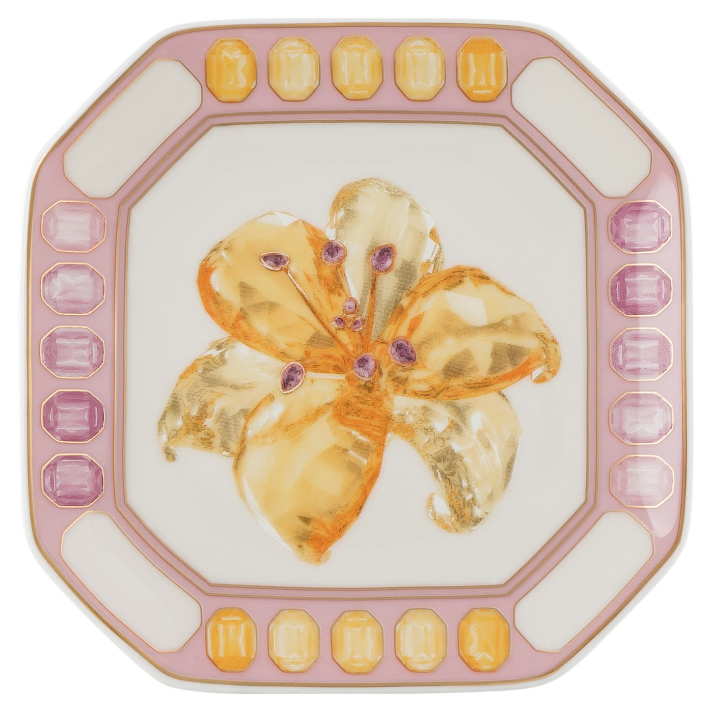 Idyllia vide poche Porcelain, Crystal print motif, flower, Pink