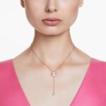 Idyllia Y pendant Crystal pearl, Shell, White, 18K rose gold finish - Image 2