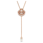Idyllia Y pendant Crystal pearl, Shell, White, 18K rose gold finish - Image 6