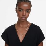 Imber necklace Magnetic closure, Mixed cuts, White, 18K gold finish - Image 2