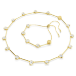 Imber necklace Magnetic closure, Mixed cuts, White, 18K gold finish - Image 6