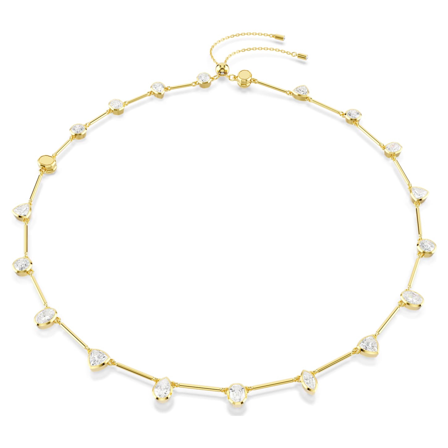 Imber necklace Magnetic closure, Mixed cuts, White, 18K gold finish