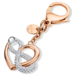 Infinite bag charm Infinity and heart, White, Mixed metal finish - Image 3