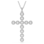 Insigne pendant Mixed cuts, Cross, White, Rhodium plated