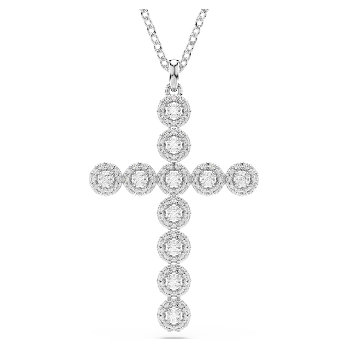 Insigne pendant Mixed cuts, Cross, White, Rhodium plated
