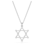 Insigne pendant Round cut, Star, White, Rhodium plated