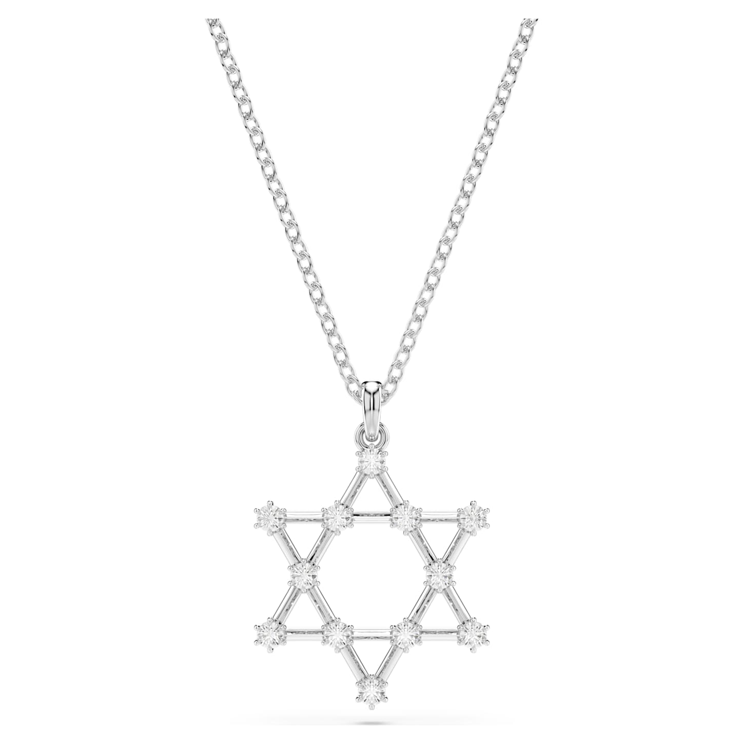 Insigne pendant Round cut, Star, White, Rhodium plated
