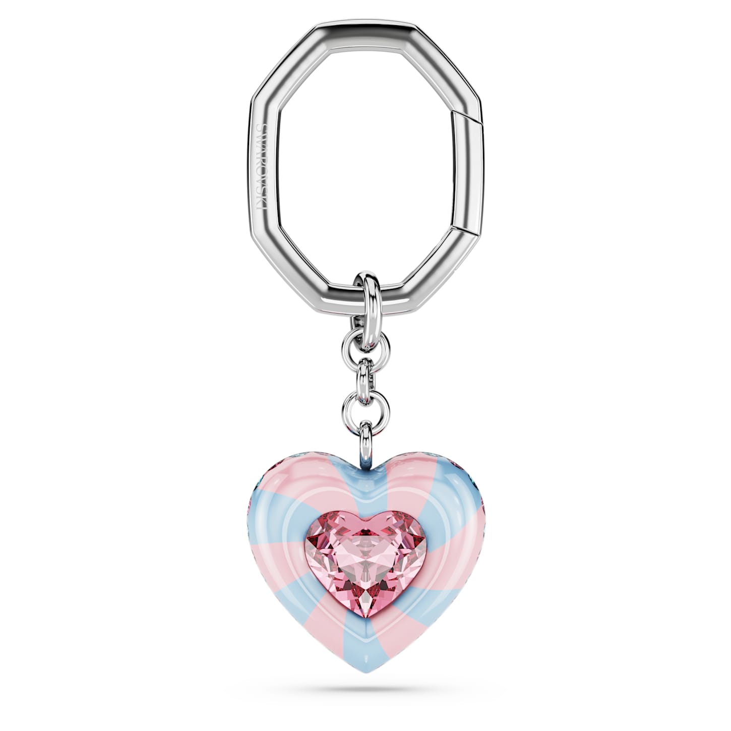 Key ring Heart cut, Heart, Multicolored, Rhodium plated