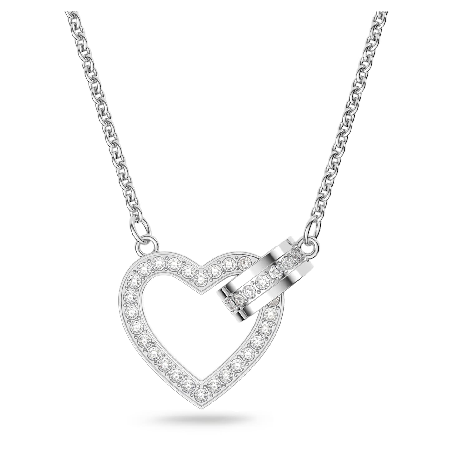 Lovely necklace Heart, White, Rhodium plated
