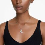 Luna pendant Moon, White, Rhodium plated - Image 2