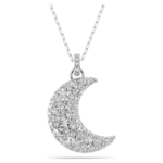Luna pendant Moon, White, Rhodium plated