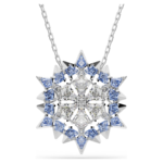Magic pendant and brooch Snowflake, Blue, Rhodium plated