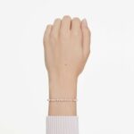 Matrix bracelet Crystal pearl, Round cuts, White, 18K rose gold finish - Image 2