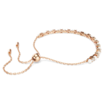 Matrix bracelet Crystal pearl, Round cuts, White, 18K rose gold finish - Image 5