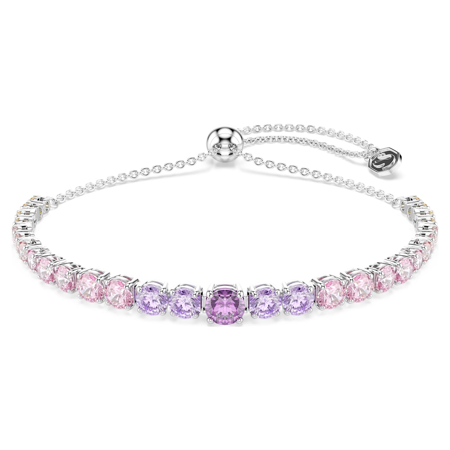 Matrix bracelet Gradient of round cuts, Multicoloured, Rhodium plated
