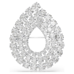 Matrix brooch Round cut, White, Rhodium plated