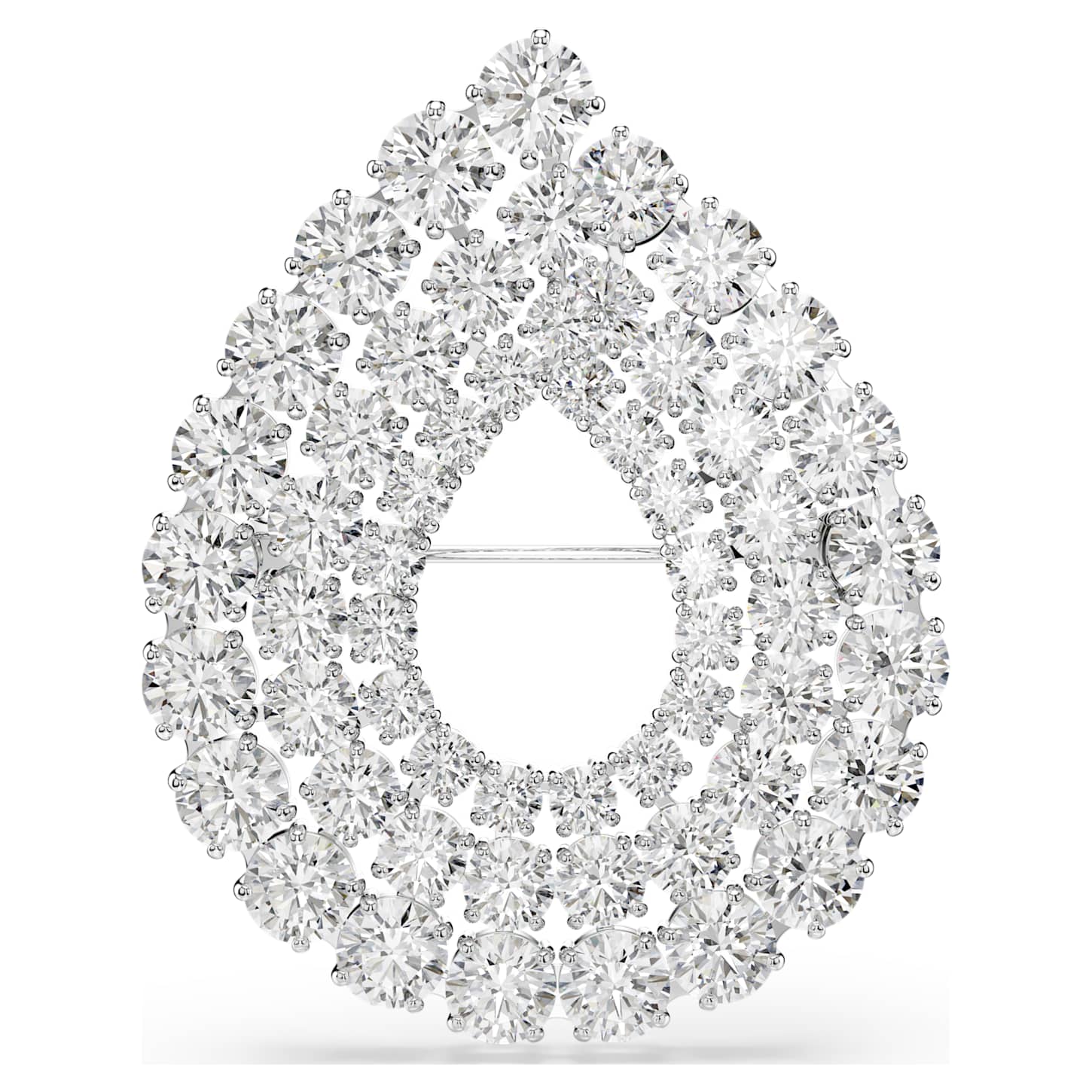 Matrix brooch Round cut, White, Rhodium plated