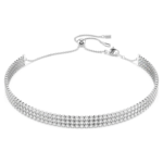 Matrix choker Round cut, White, Rhodium plated