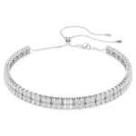 Matrix choker Round cut, White, Rhodium plated