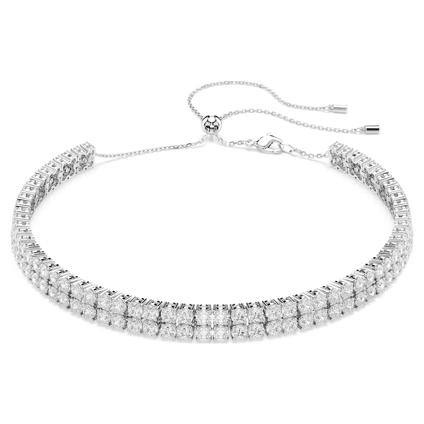 Matrix choker Round cut, White, Rhodium plated