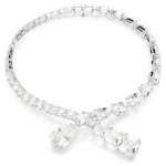 Matrix necklace Mixed cuts, White, Rhodium plated