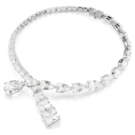 Matrix necklace Mixed cuts, White, Rhodium plated - Image 3