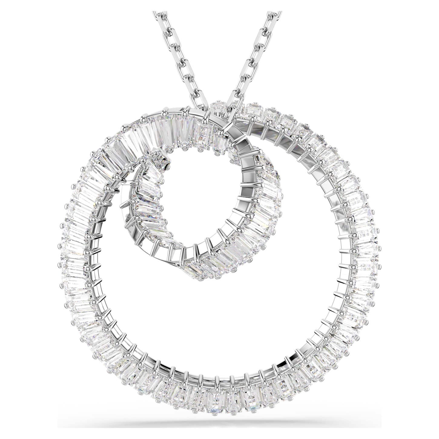 Matrix pendant Baguette cut, White, Rhodium plated