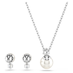 Matrix set Crystal pearl, Round cut, White, Rhodium plated - Image 5