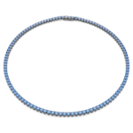Matrix Tennis necklace Round cut, Blue, Ruthenium plated