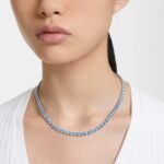 Matrix Tennis necklace Round cut, Medium, Blue, Rhodium plated - Image 2