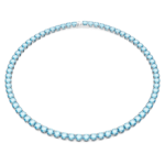 Matrix Tennis necklace Round cut, Medium, Blue, Rhodium plated