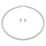 Matrix Tennis set Round cut, White, Rhodium plated