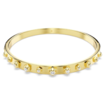 Numina bangle Mixed round cuts, White, 18K gold finish