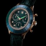 Octea chrono watch Swiss Made, Leather strap, Green, Rose gold-tone finish - Image 7