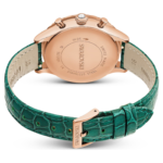 Octea chrono watch Swiss Made, Leather strap, Green, Rose gold-tone finish - Image 3