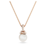 Originally pendant Crystal pearl, White, 18K rose gold finish