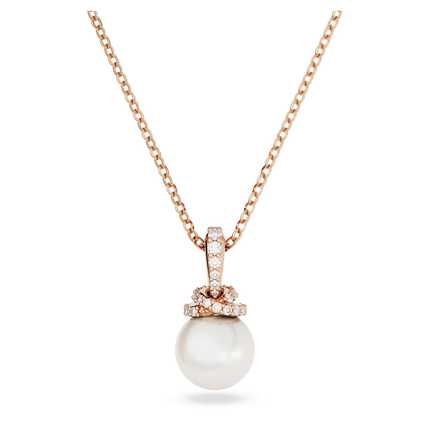 Originally pendant Crystal pearl, White, 18K rose gold finish