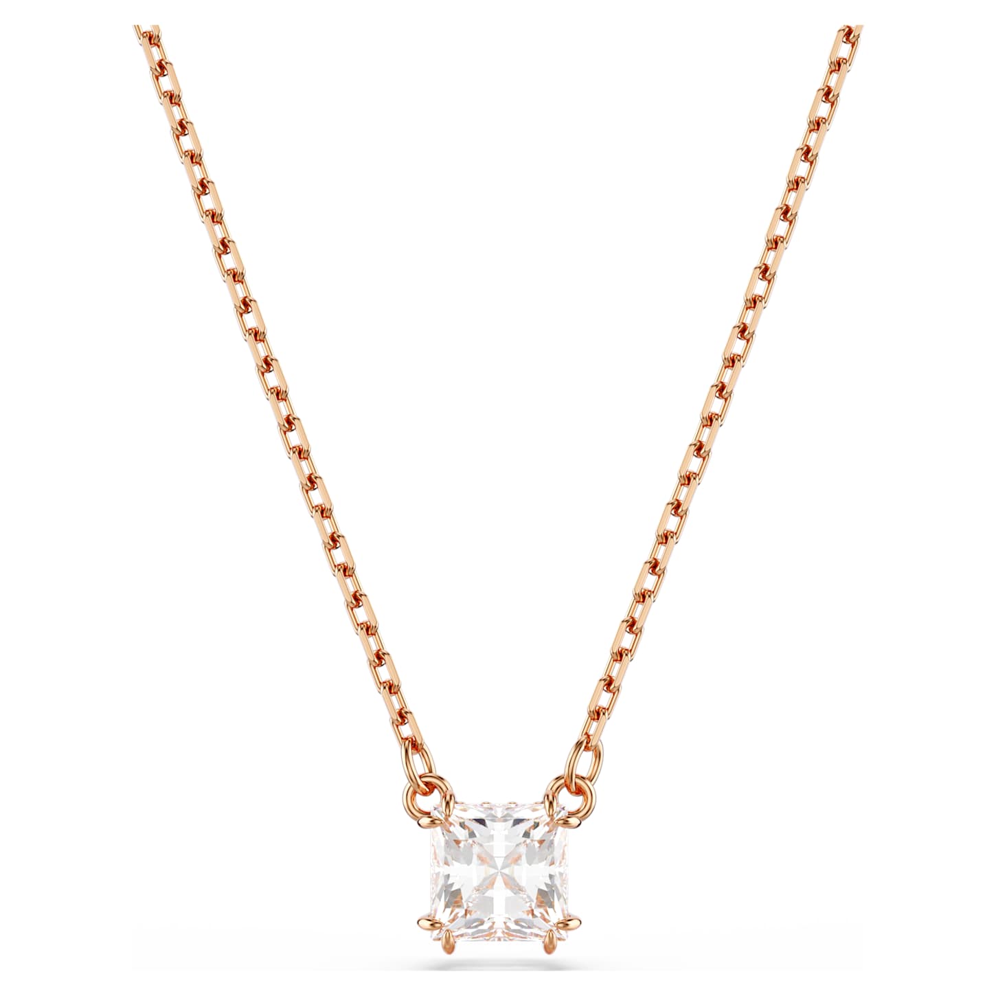 Stilla Attract pendant Square cut, White, Rose gold-tone plated