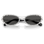 Sunglasses Oval shape, 2 in 1 clip-on, SK7044, Silver Tone - Image 5