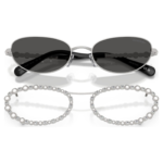 Sunglasses Oval shape, 2 in 1 clip-on, SK7044, Silver Tone - Image 7