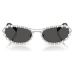 Sunglasses Oval shape, 2 in 1 clip-on, SK7044, Silver Tone - Image 3