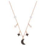 Symbolica necklace Moon and star, Black, 18K rose gold finish