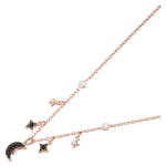 Symbolica necklace Moon and star, Black, 18K rose gold finish - Image 4