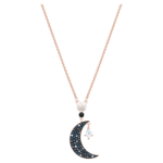Symbolica pendant Moon and star, Multicoloured, 18K rose gold finish