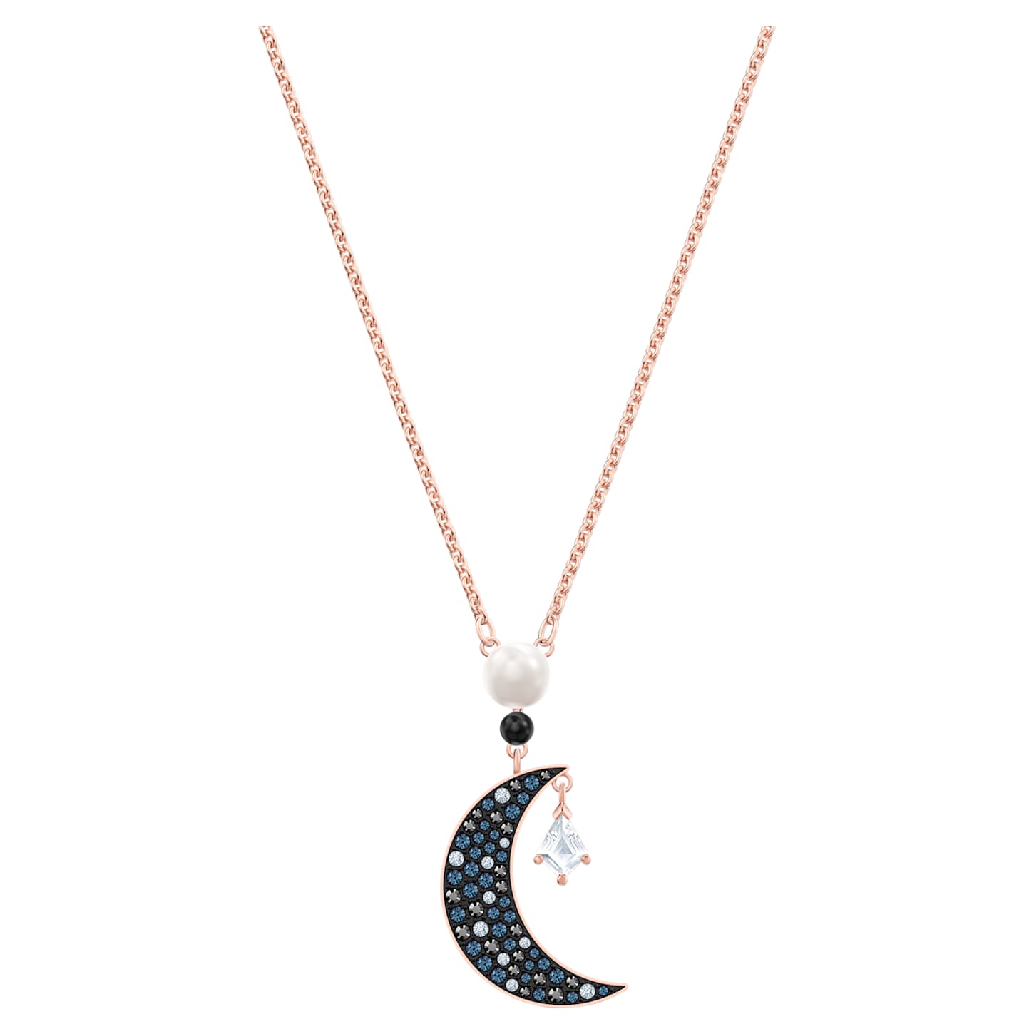 Symbolica pendant Moon and star, Multicoloured, 18K rose gold finish