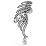 The Vienna Collection brooch Feather, White, Ruthenium plated