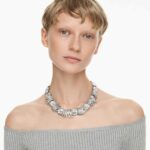 The Vienna Collection necklace Feather, White, Ruthenium plated - Image 2