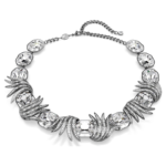 The Vienna Collection necklace Feather, White, Ruthenium plated
